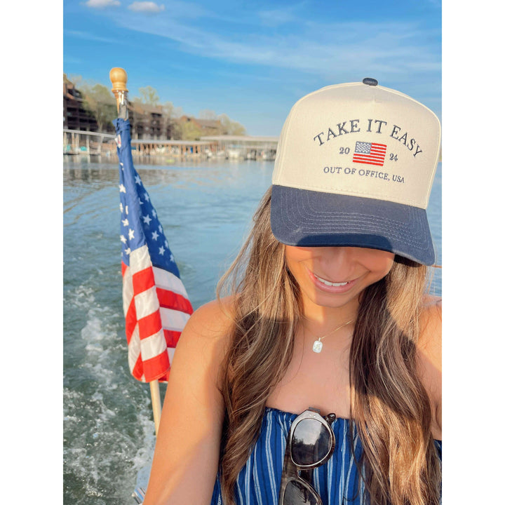 Take it Easy Navy Flag Vintage Trucker Hat