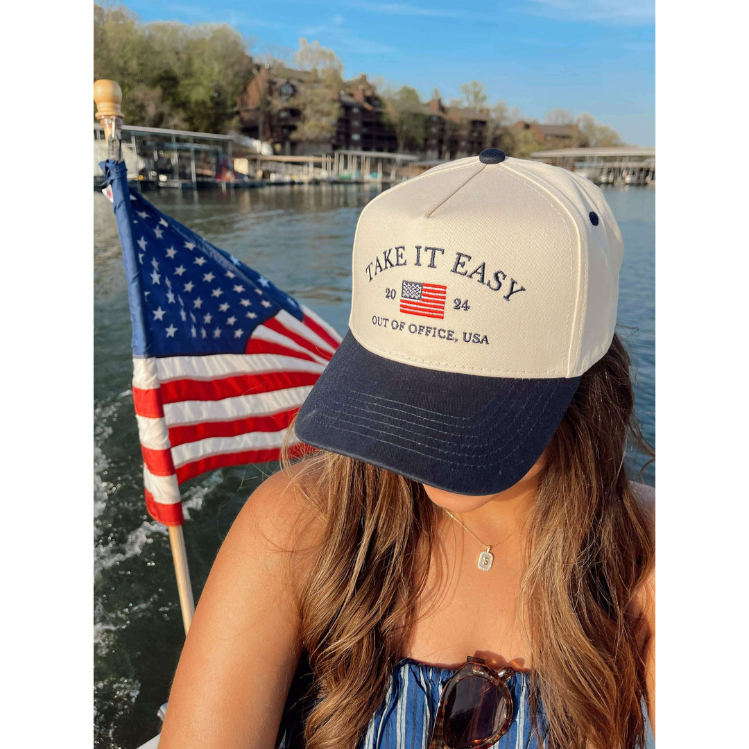 Take it Easy Navy Flag Vintage Trucker Hat