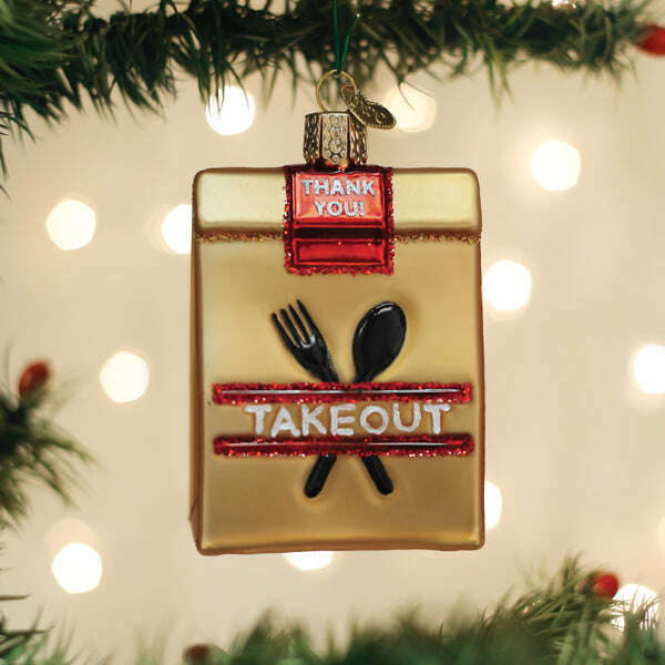 Old World Christmas Takeout Bag Blown Glass Ornament
