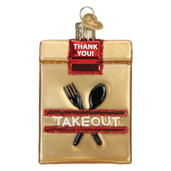Old World Christmas Takeout Bag Blown Glass Ornament