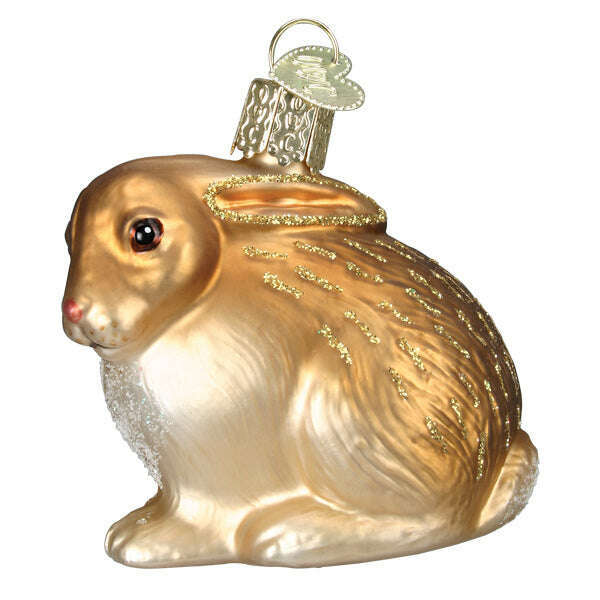 Old World Christmas Tan Cottontail Bunny Blown Glass Ornament