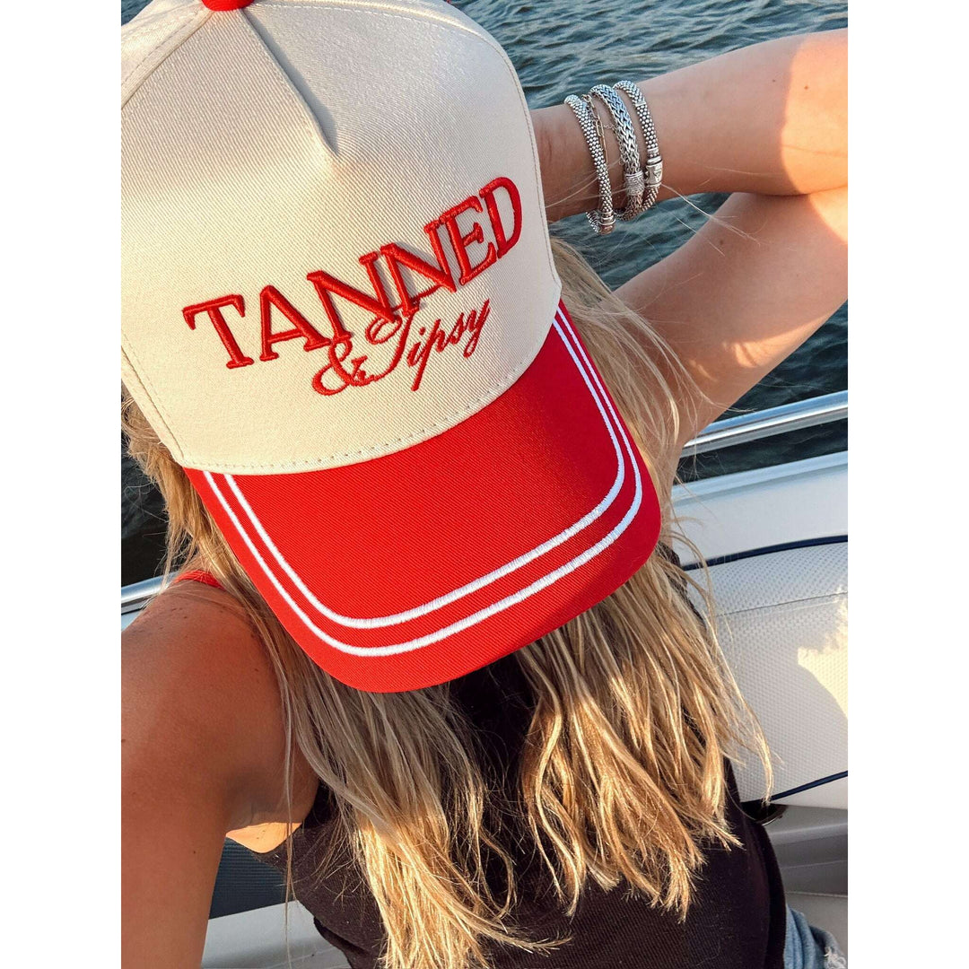 Tanned & Tipsy - Red Vintage Trucker Hat
