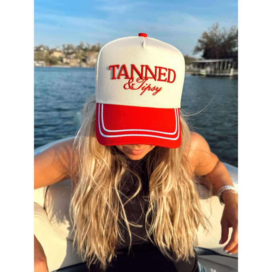 Tanned & Tipsy - Red Vintage Trucker Hat
