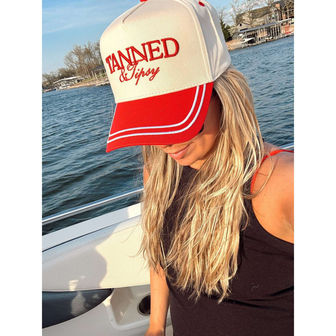 Tanned & Tipsy - Red Vintage Trucker Hat