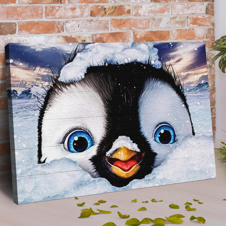 Penguin Peekaboo Painting Canvas Wall Art