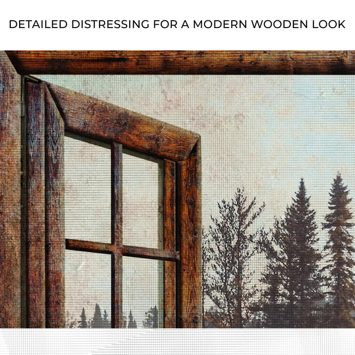 Foggy Autumn Lake View By The Window Canvas Wall Art