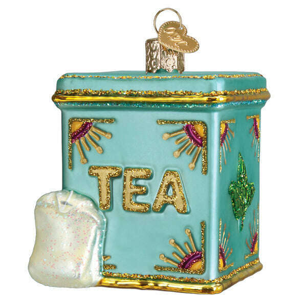 Old World Christmas Tea Tin Blown Glass Ornament