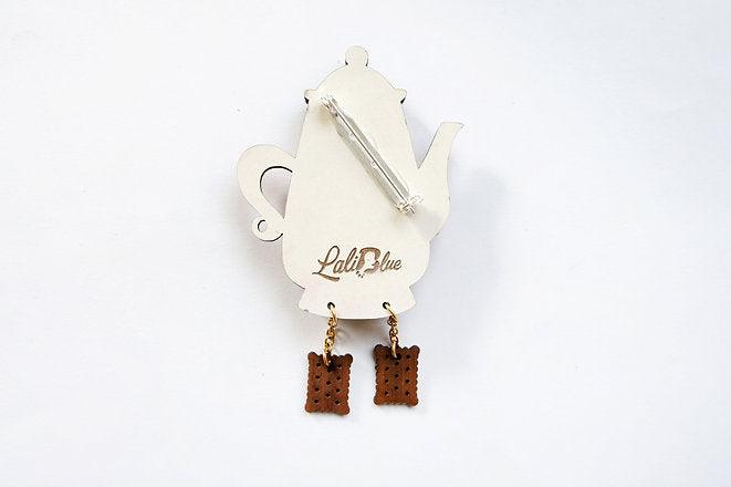 Teapot Clock Brooch by LaliBlue - Quirks!