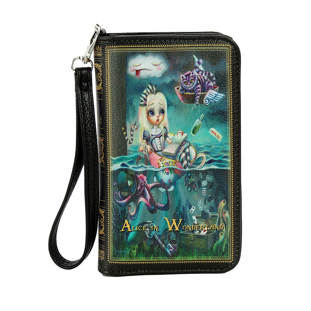 Teary Alice In Wonderland Book Wallet Wristlet