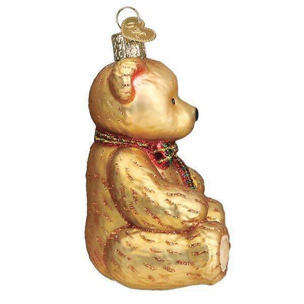 Old World Christmas Teddy Bear Blown Glass Ornament