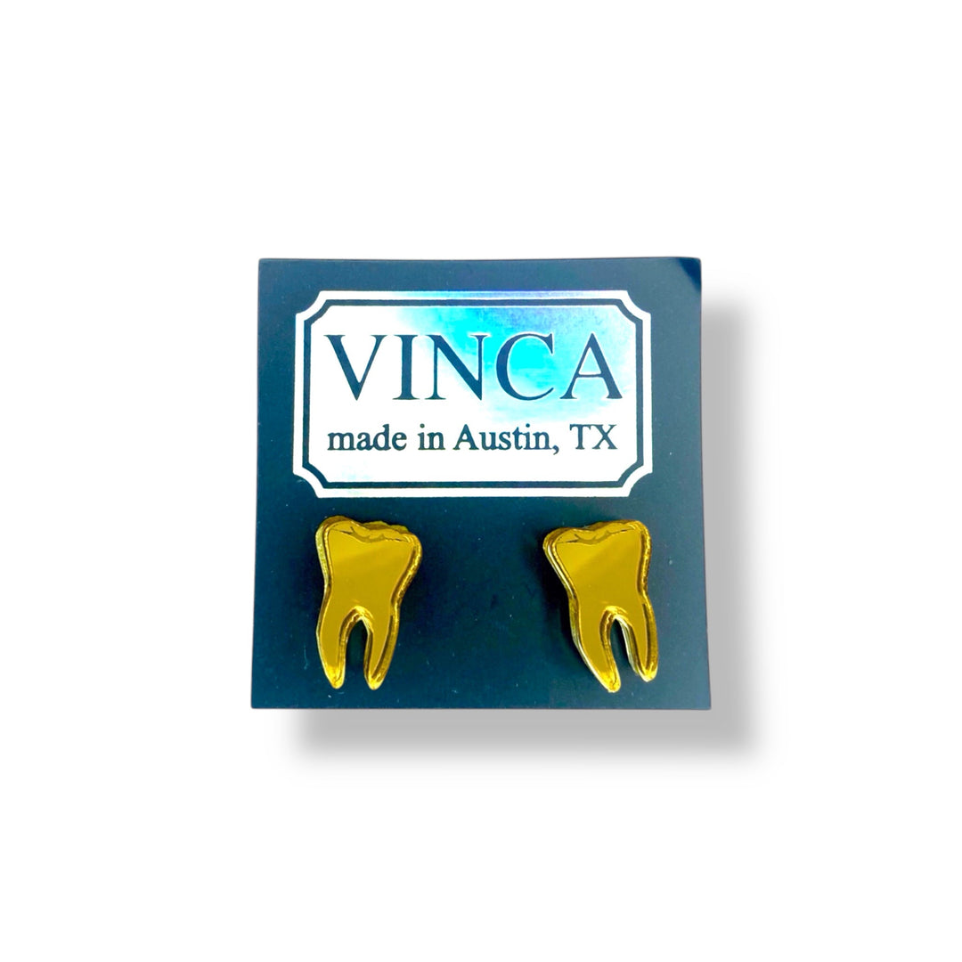 LAST CHANCE! Teeth Earrings in Mirror Gold