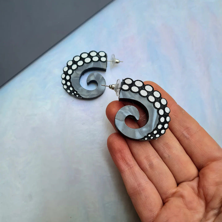 Tentacle Hoop Statement Studs by Cherryloco Jewellery 1