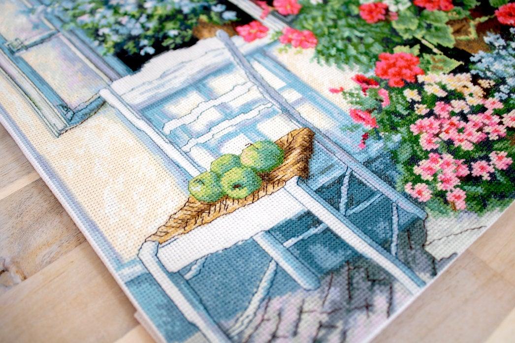 Terrace with Flowers BU4017L Counted Cross-Stitch Kit