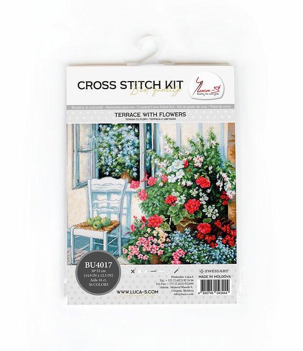 Terrace with Flowers BU4017L Counted Cross-Stitch Kit