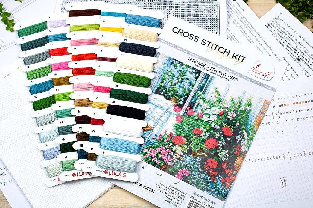 Terrace with Flowers BU4017L Counted Cross-Stitch Kit