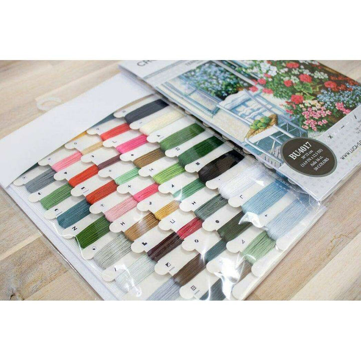 Terrace with Flowers BU4017L Counted Cross-Stitch Kit