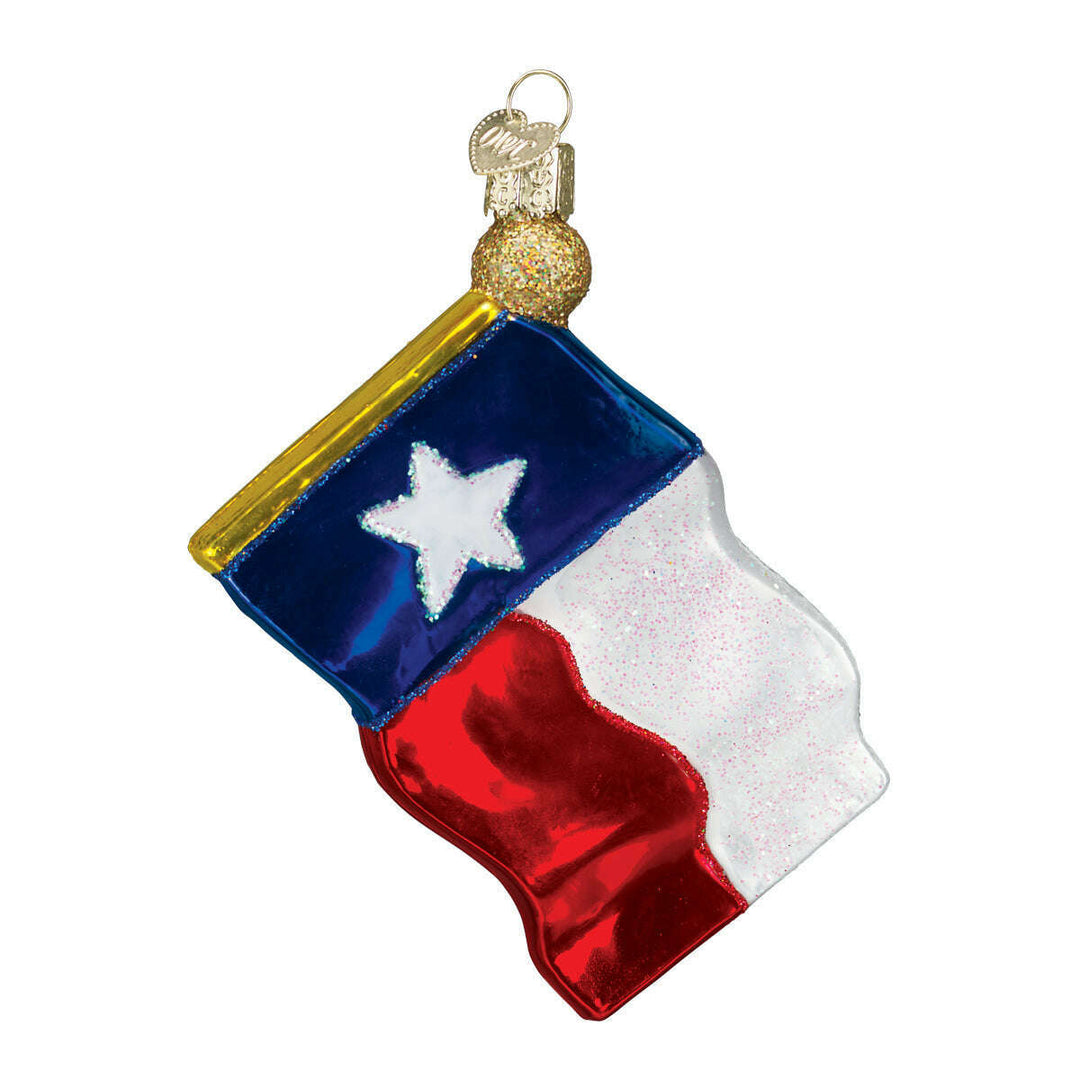 Old World Christmas Texas State Flag Blown Glass Ornament