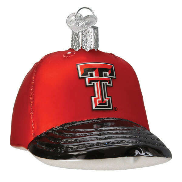 Old World Christmas Texas Tech Baseball Cap Blown Glass Ornament
