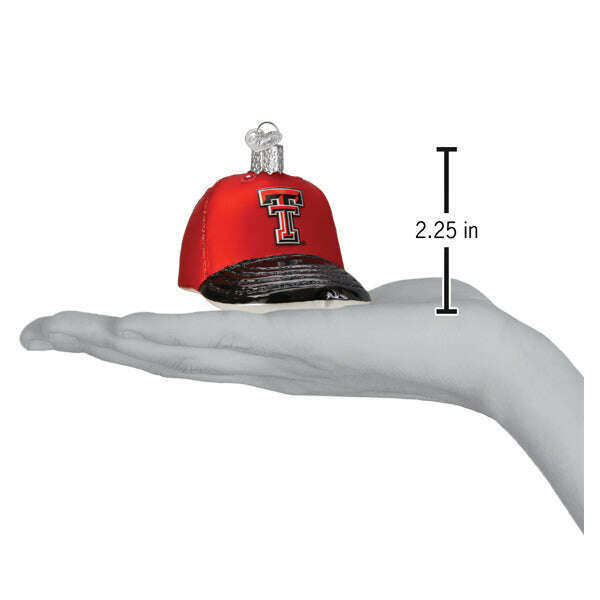 Old World Christmas Texas Tech Baseball Cap Blown Glass Ornament