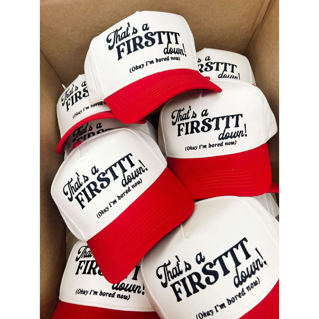 That's a Firstttt Down Vintage Trucker Hat - Red