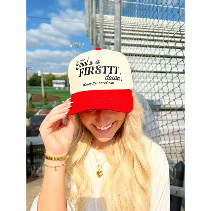 That's a Firstttt Down Vintage Trucker Hat - Red