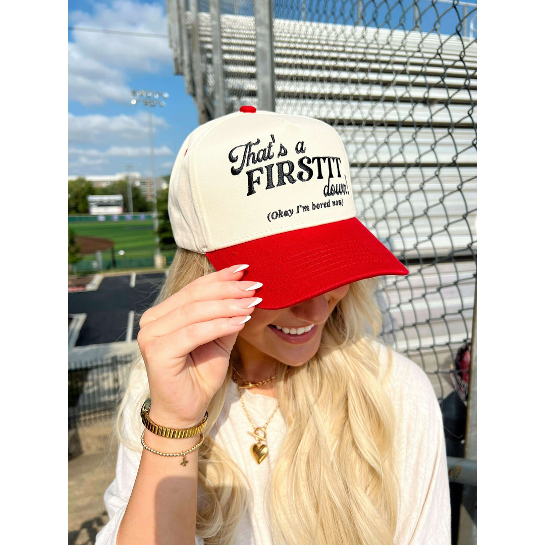 That's a Firstttt Down Vintage Trucker Hat - Red