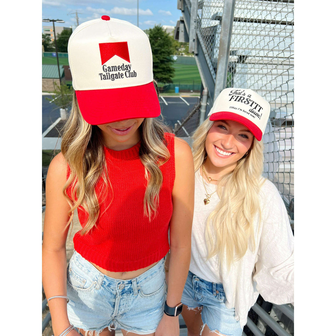 That's a Firstttt Down Vintage Trucker Hat - Red