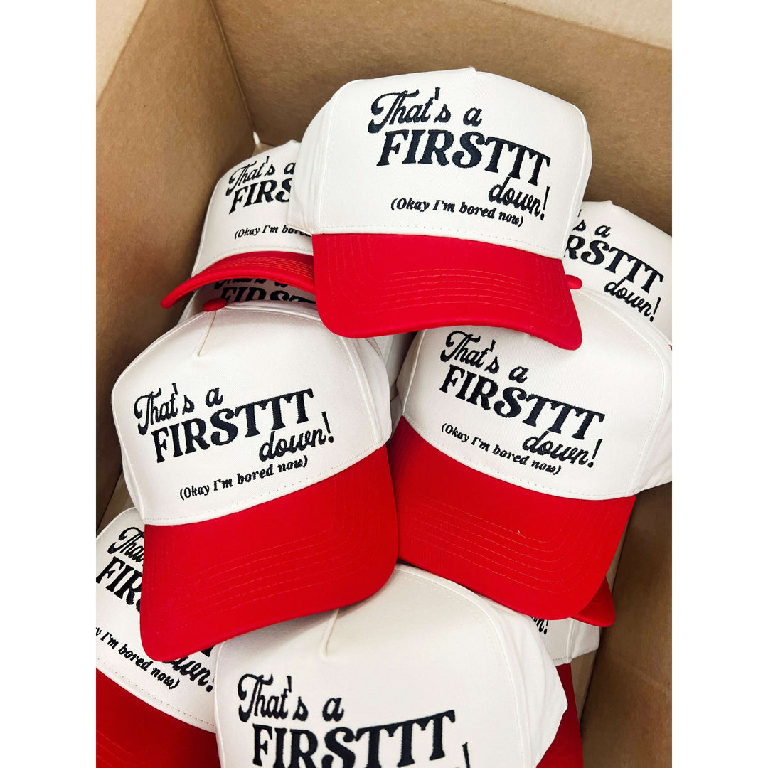 That's a Firstttt Down Vintage Trucker Hat - Red