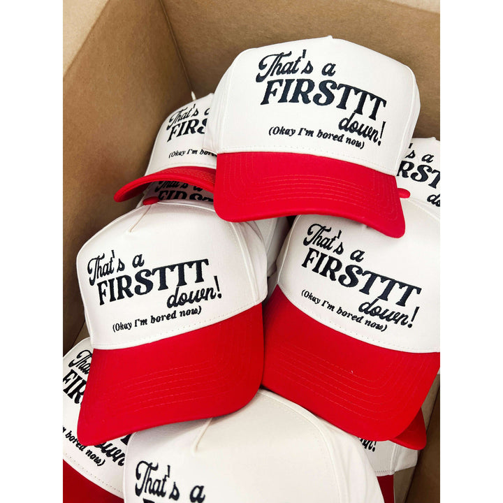 That's a Firstttt Down Vintage Trucker Hat - Red