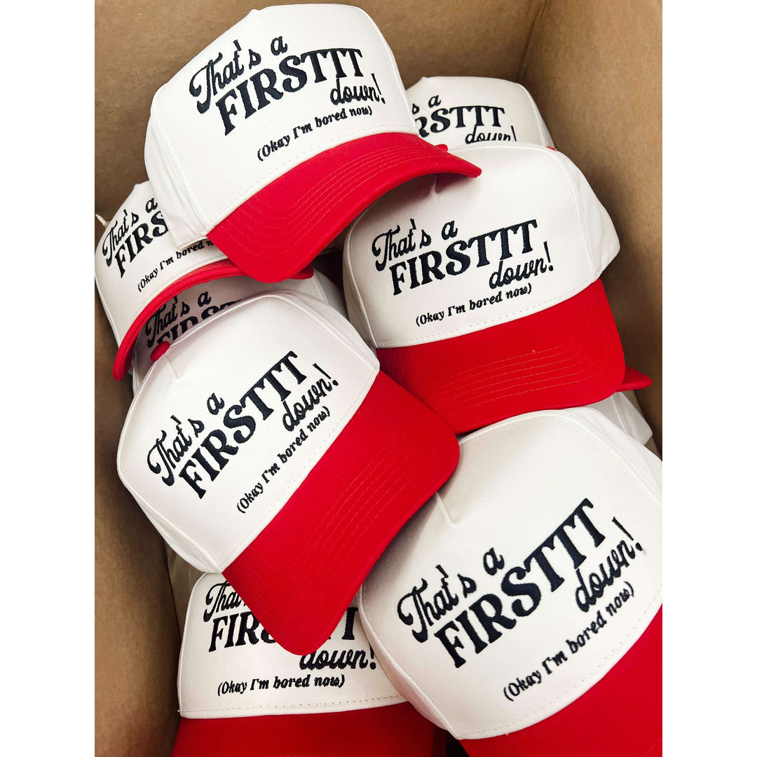 That's a Firstttt Down Vintage Trucker Hat - Red