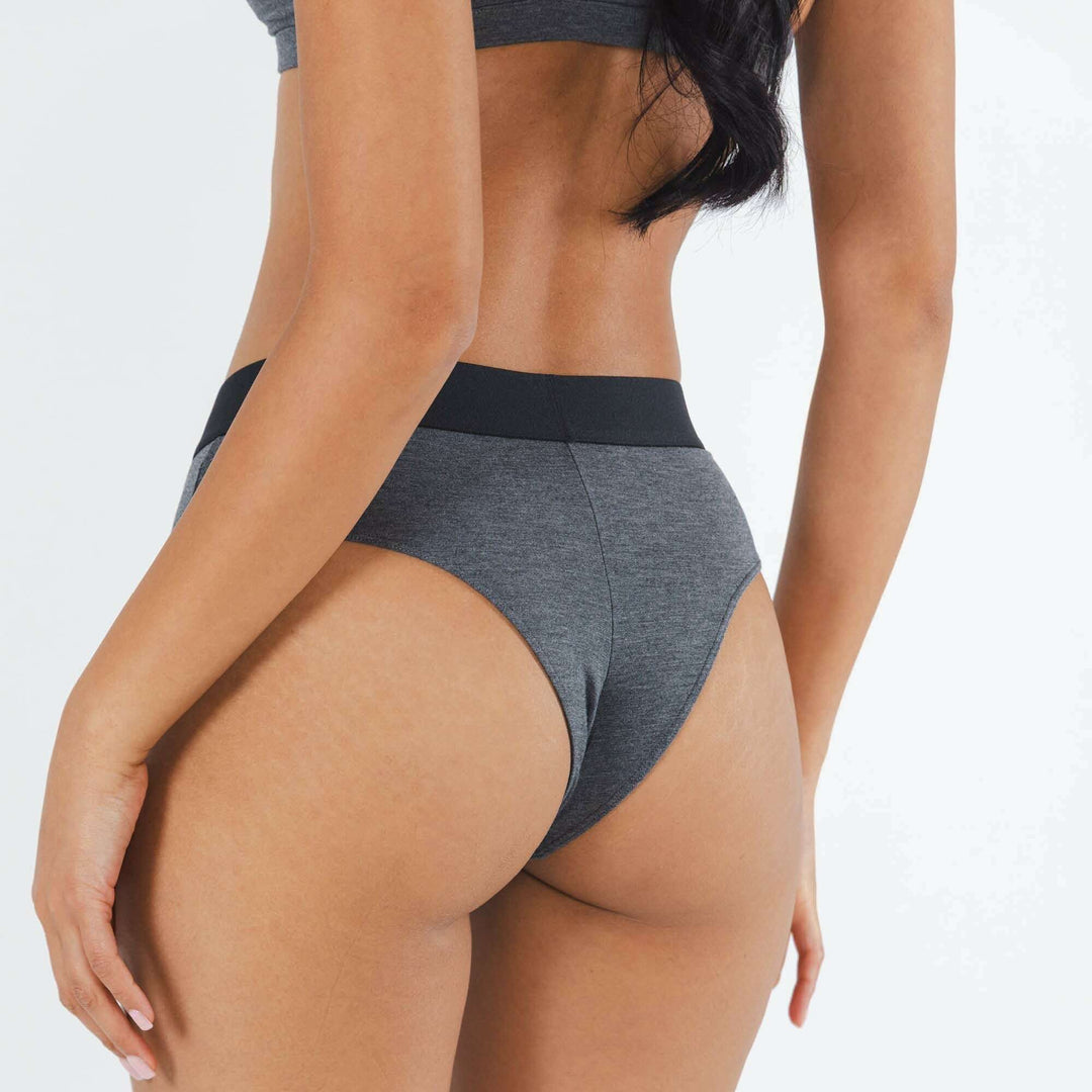The Basalt | Heather Charcoal Cheeky Underwear with Waistband