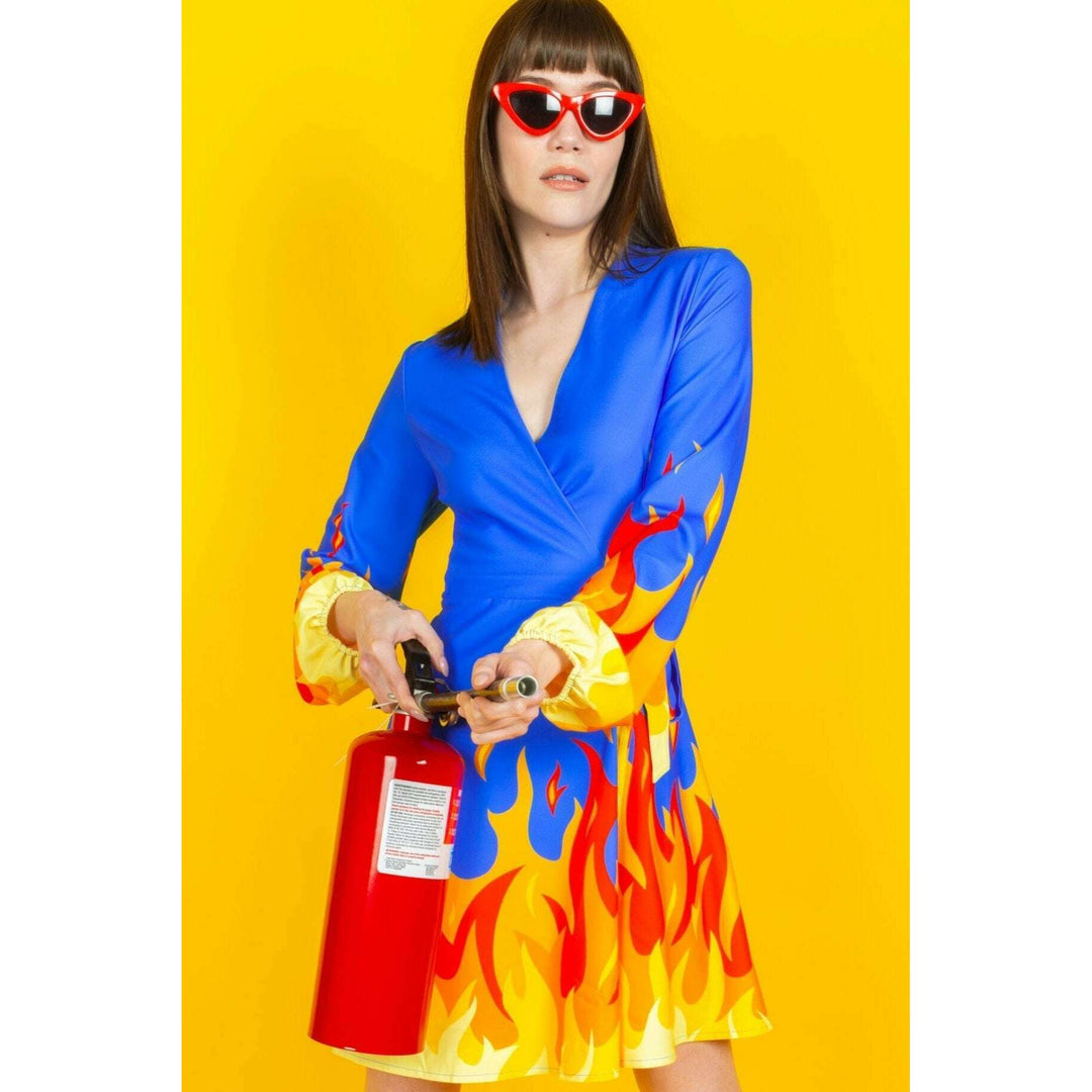 The Blaze Of Glory | Flames Wrap Dress