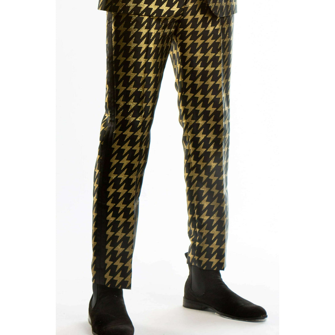 The Caviar and Cocktails | Gold Jacquard Black Label Suit Pants