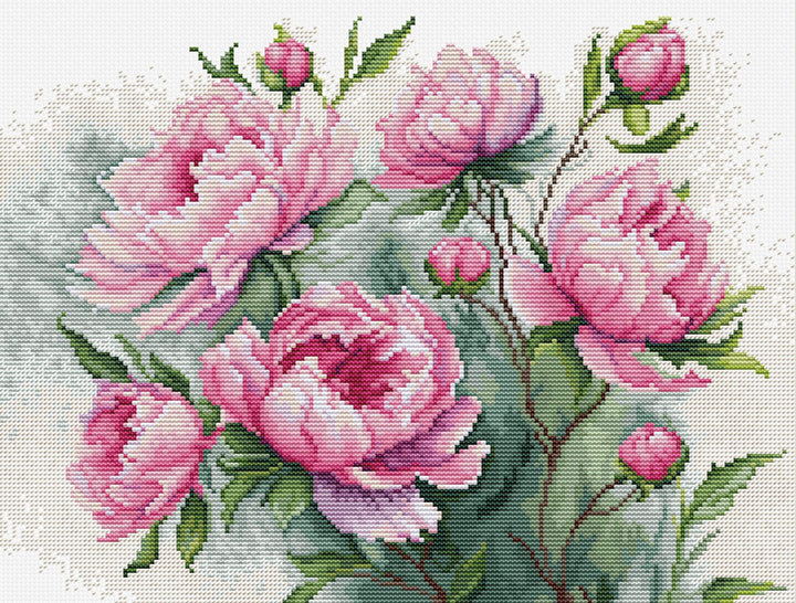 The Charm of Peonies b7019l Counted Cross-Stitch Kit