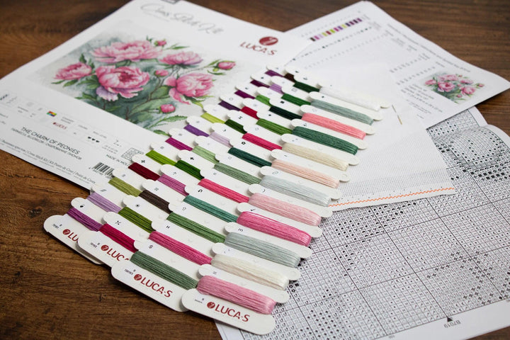 The Charm of Peonies b7019l Counted Cross-Stitch Kit