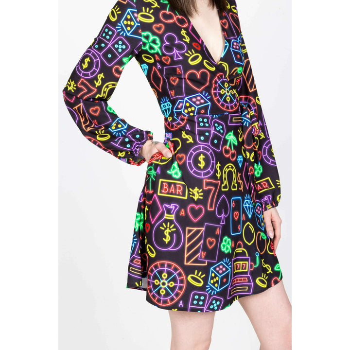 The Crown Casino | Neon Vegas Lights Wrap Dress