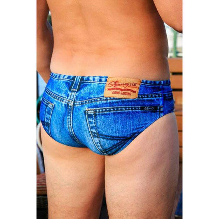 The Daytona Dong Sarong | Denim Print Swim Brief