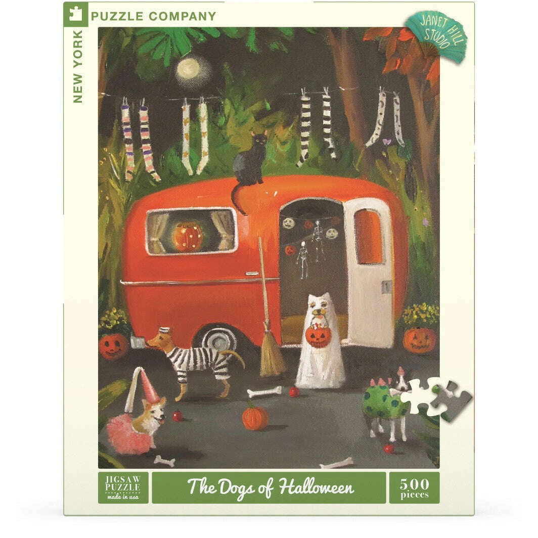 The Dogs of Halloween Puzzle Featuring Artwork of Janet Hill