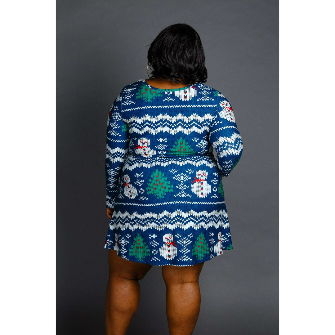 The Eggnog Aficionado | Snowman Print Christmas Skater Dress