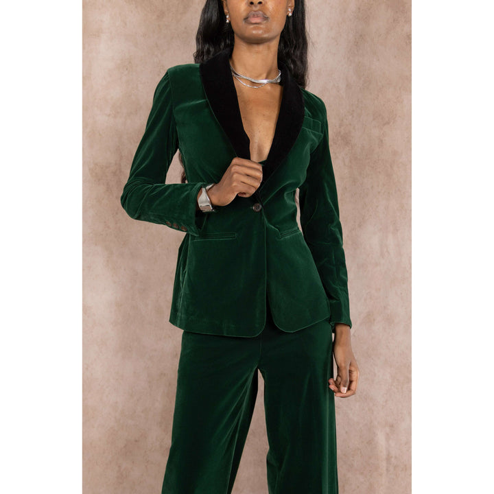 The Elegant Evergreen | Green Velvet Womens Velvet Blazer