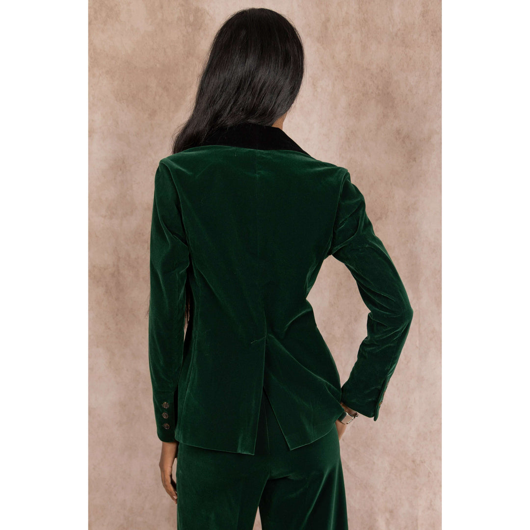 The Elegant Evergreen | Green Velvet Womens Velvet Blazer