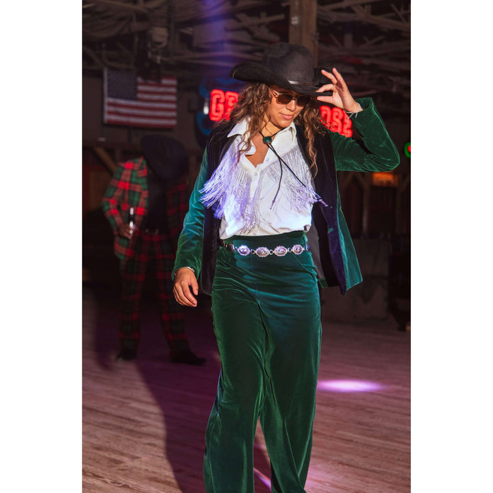 The Elegant Evergreen | Green Velvet Womens Velvet Blazer
