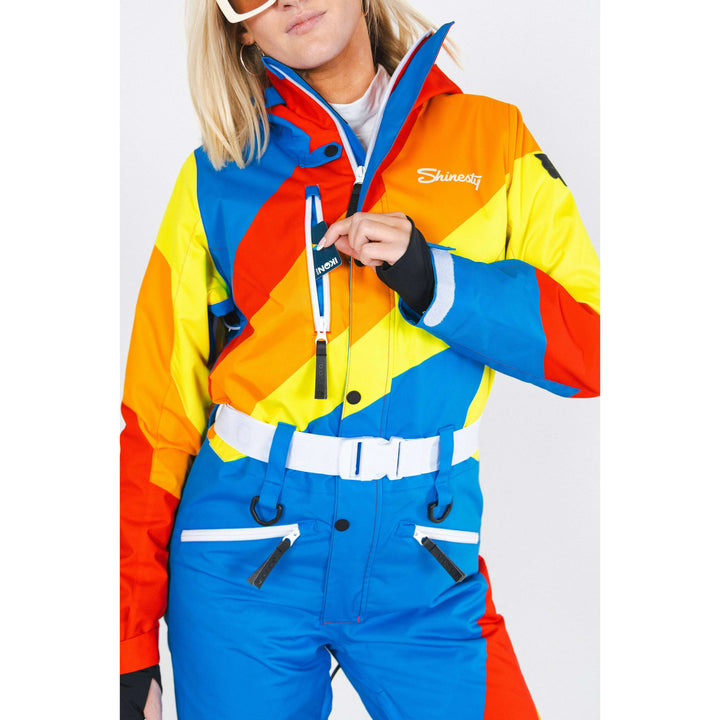 The Groovy Gondola | Orange Retro Swirl Women's One Piece Ski Suit