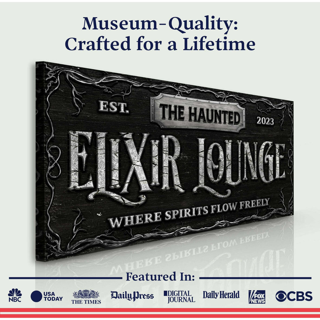 The Haunted Elixir Lounge Halloween Sign
