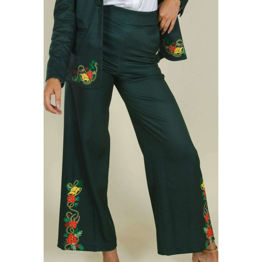 The Holiday Ham | Dark Green Holiday Placement Women's Suit Pants
