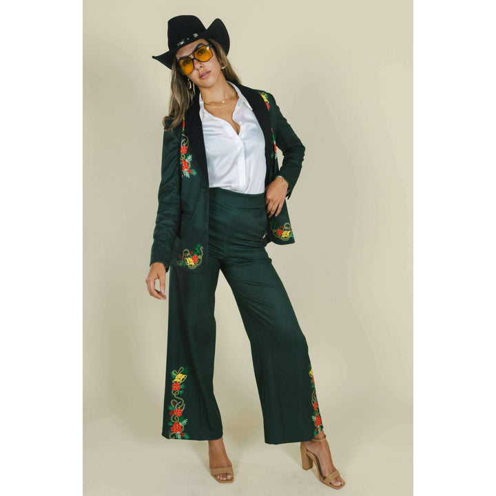 The Holiday Ham | Dark Green Holiday Placement Women's Suit Pants