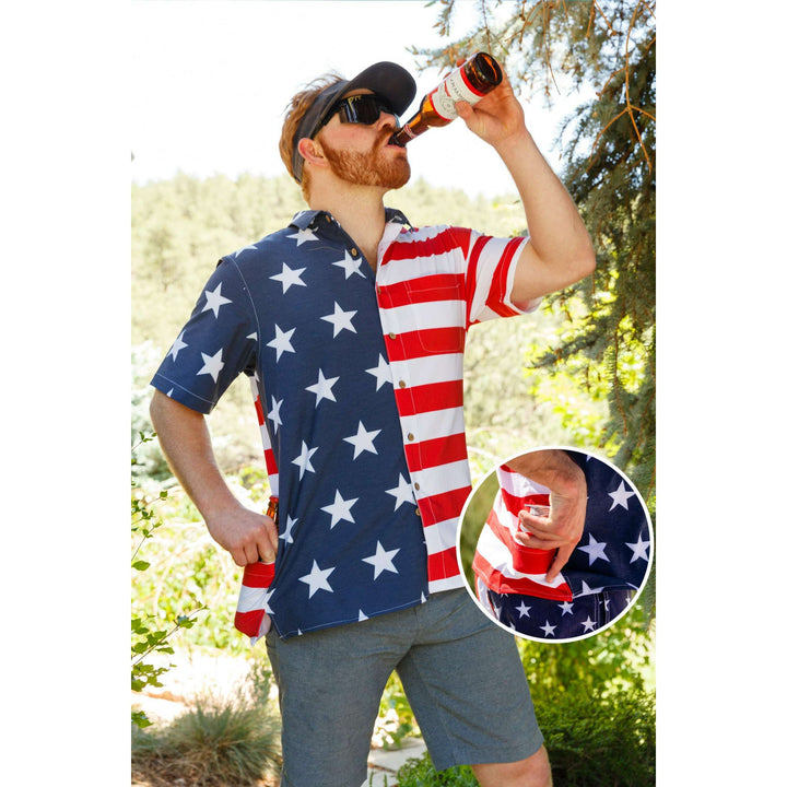 The Johnny Adams | Men's American Flag Stretch Hawaiian Shirt