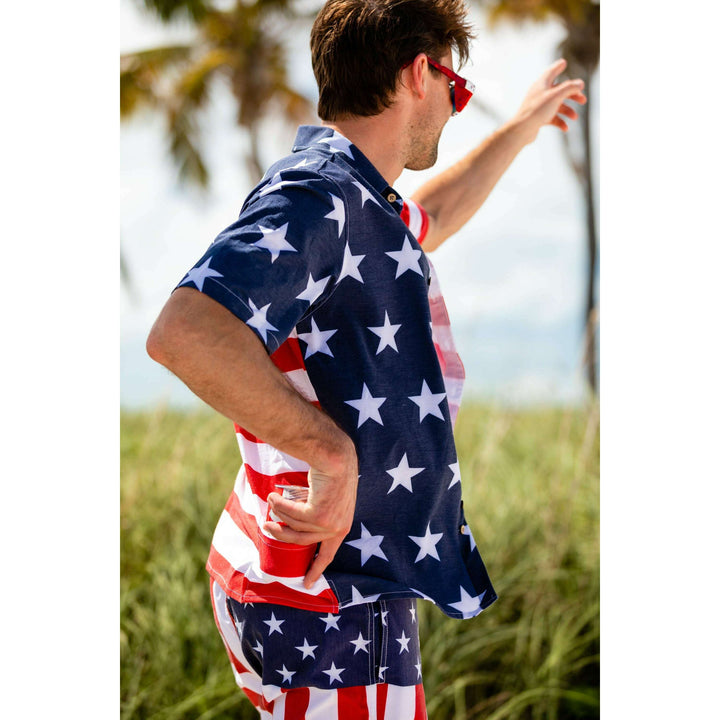 The Johnny Adams | Men's American Flag Stretch Hawaiian Shirt
