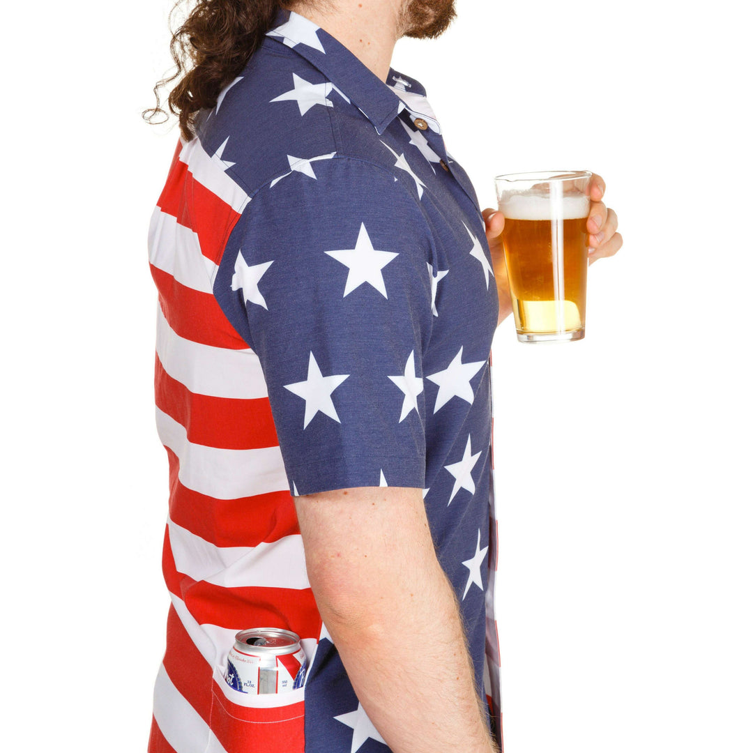 The Johnny Adams | Men's American Flag Stretch Hawaiian Shirt