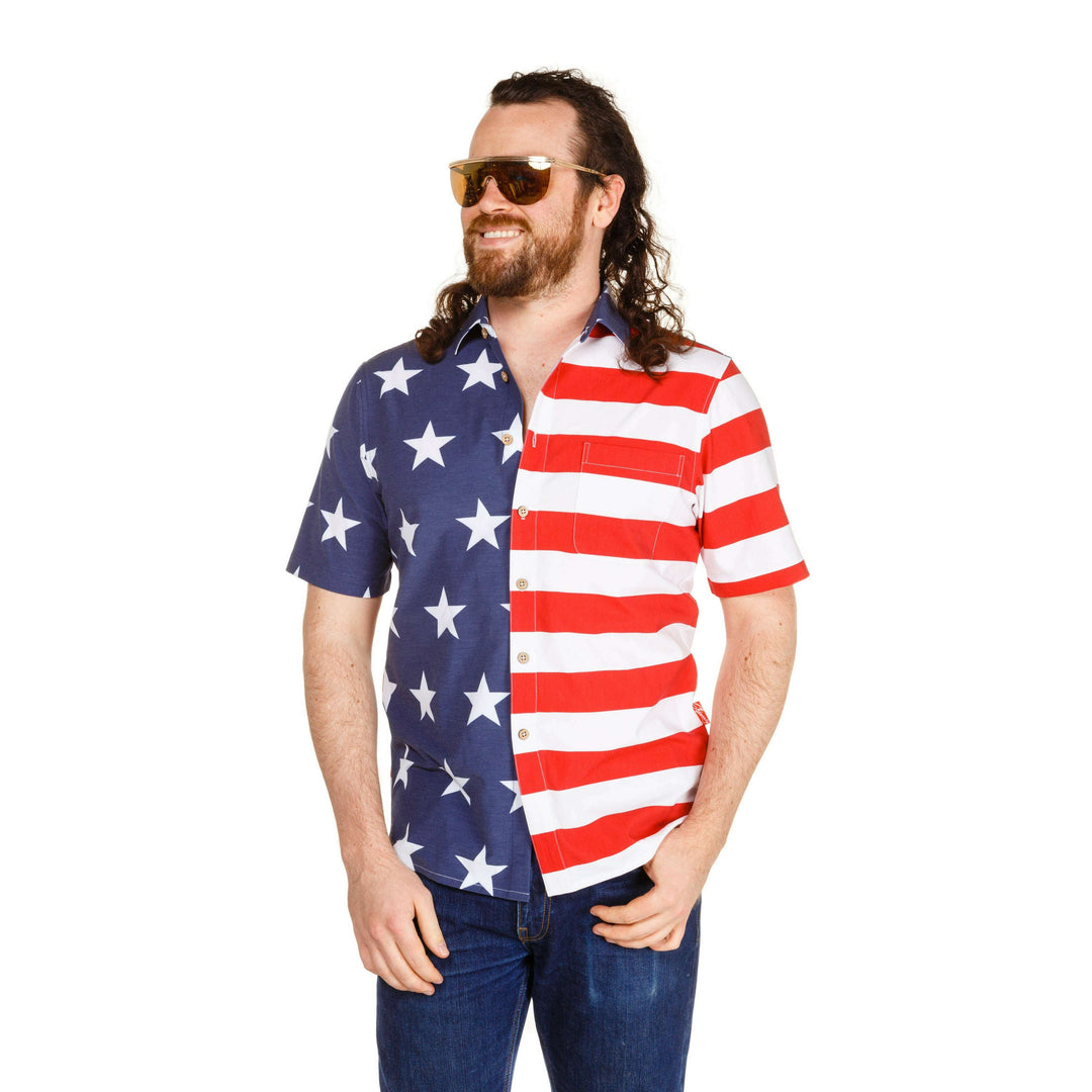 The Johnny Adams | Men's American Flag Stretch Hawaiian Shirt